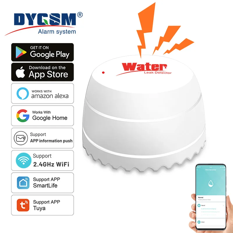 WiFi Wykrywacz Wycieku Wody Czujnik Powodzi Inteligentne Życie APP Zdalne Monitorowanie Alert Nadmuchiwanie Bezpieczeństwa