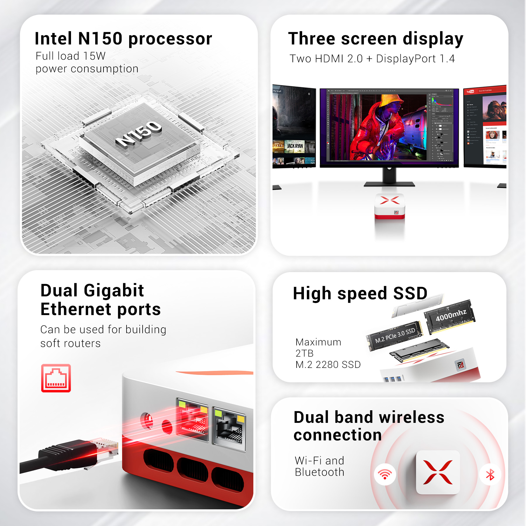 12GB DDR5 512GB SSD Mini PC, FIREBAT T3 Intel N150 Windows 11 Pro, Dual Screen HDMI/DP, Wi-Fi 5 BT4.2, Mini Computer for Home