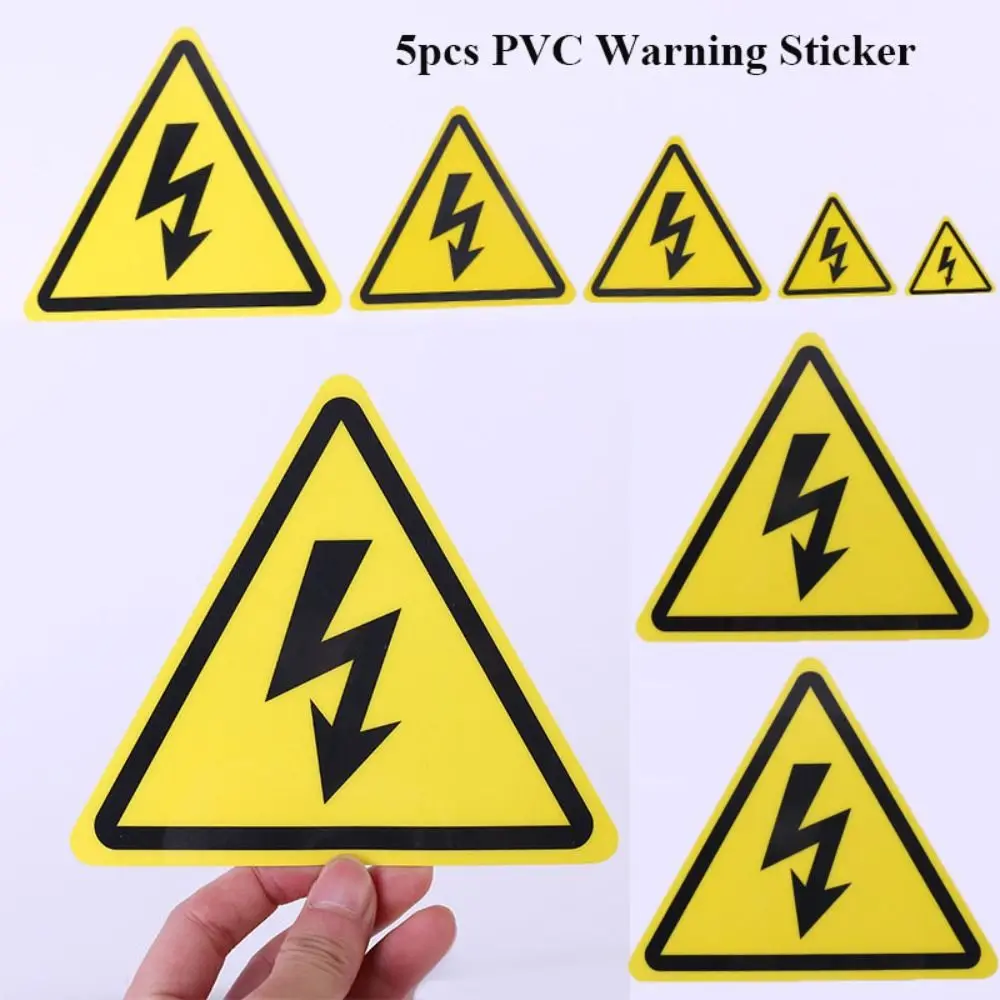 Etiquetas adhesivas de advertencia de PVC, 5 piezas, pegatinas de seguridad impermeables para caja eléctrica