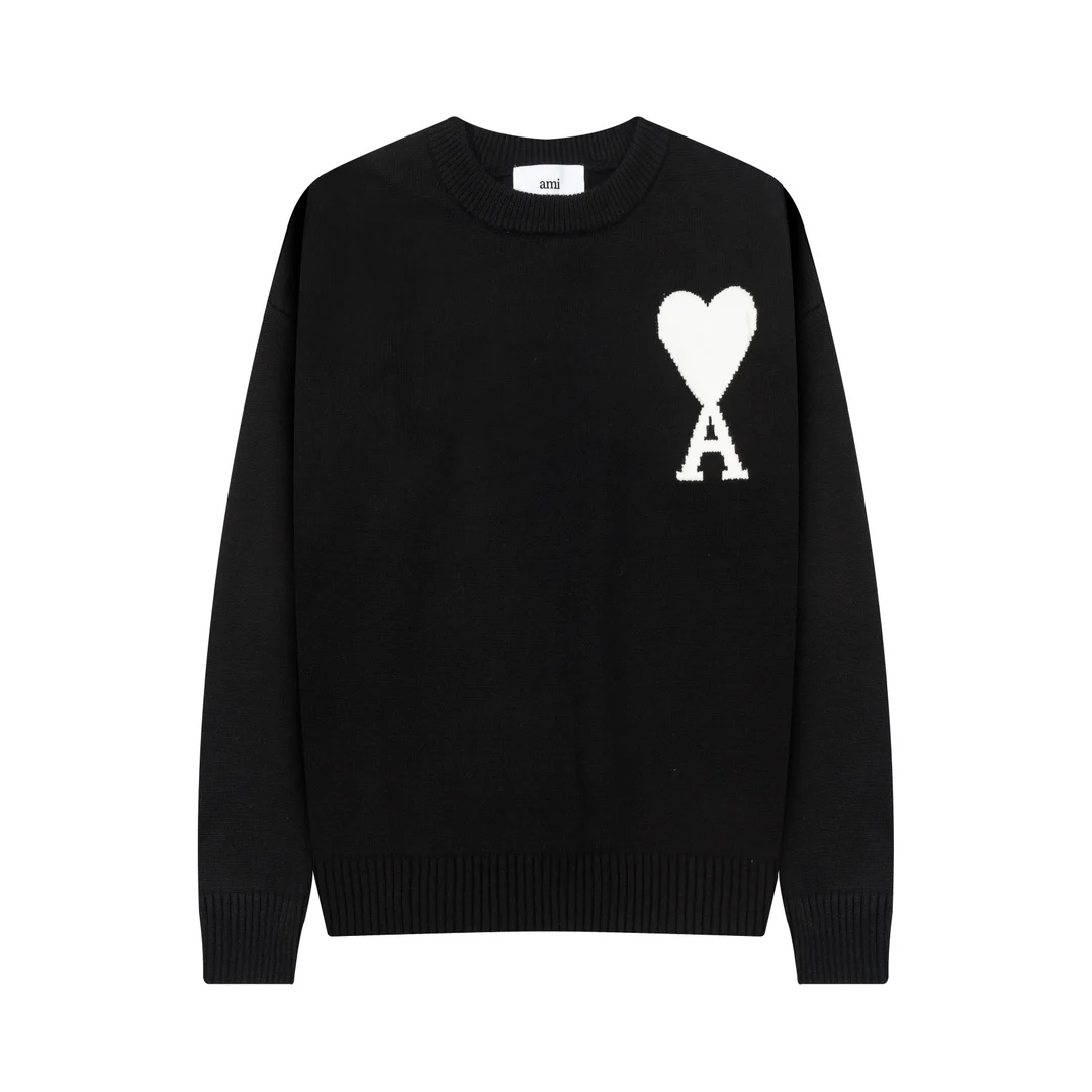 Verdickter Winter-Strickpullover, lässig, trendig, herzförmig, rot, pfirsichfarben, Ami Love Heart Pullover für Männer und Frauen