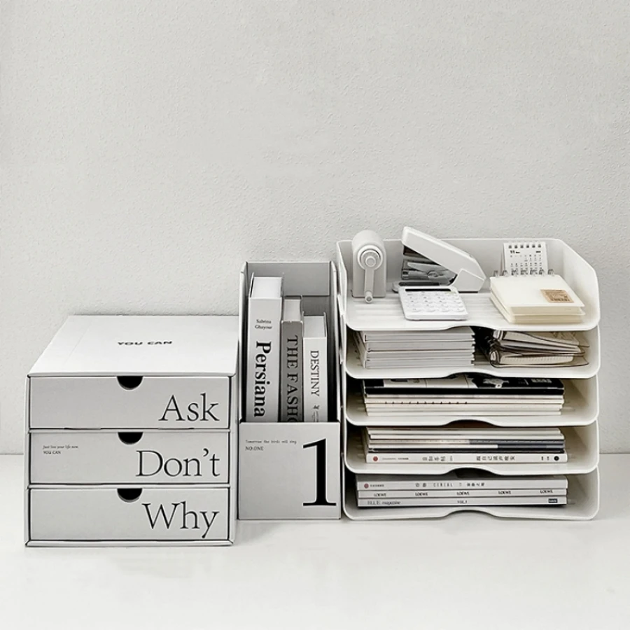 2pc, A4 File Storage Box Office Desktop Finishing Artifact Multi-functional Student Dormitory Bookshelf Desk Shelf