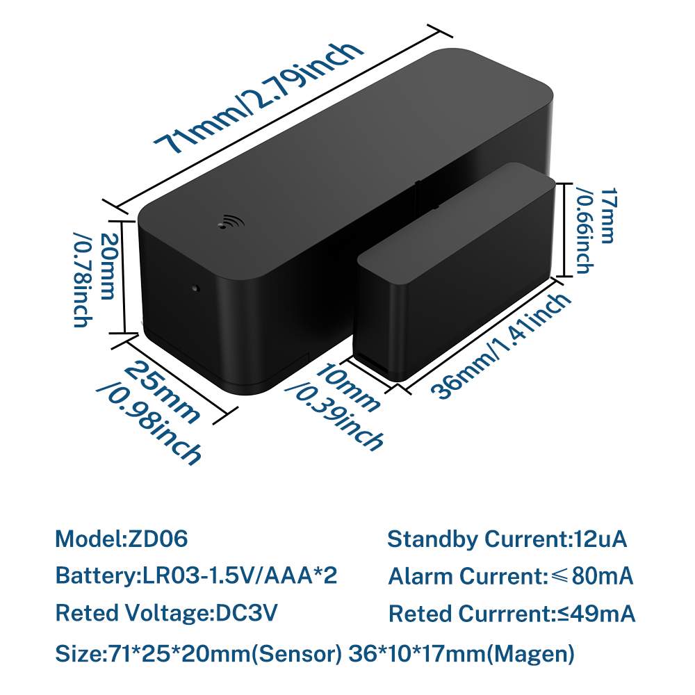 Tuya Zigbee 3.0 Door and Window Sensor Smart Sensor Contact Sensor APP Remote Control SmartLife Work with Zigbee2Mqtt ZHA Alexa