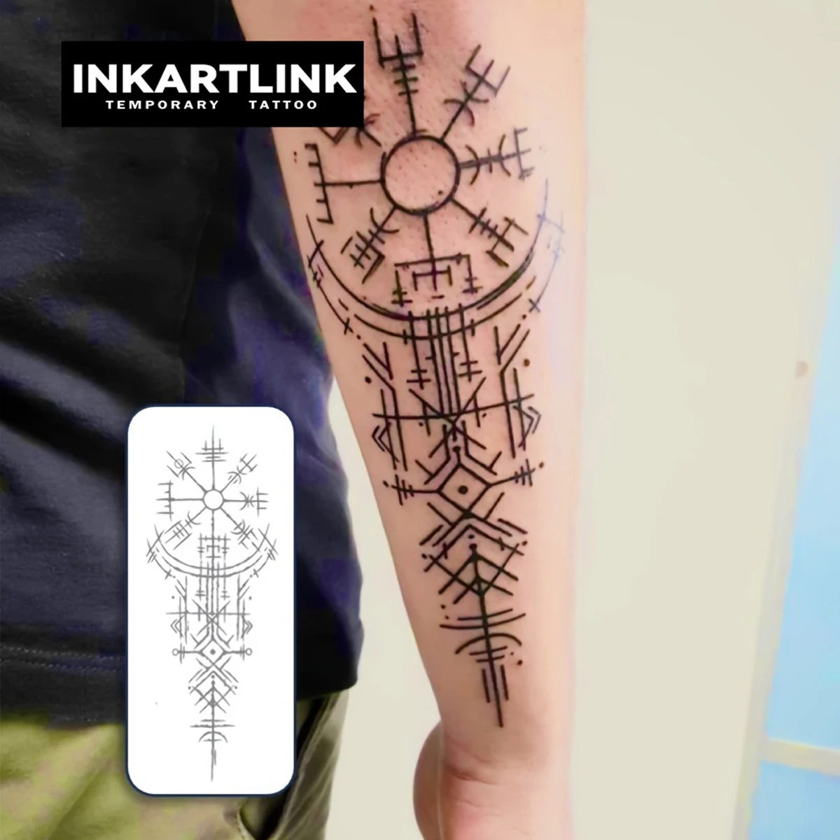 Tatuagem temporária de símbolos antigos, dura até 15 dias, nova tecnologia, adesivo semipermanente mágico à prova d'água.