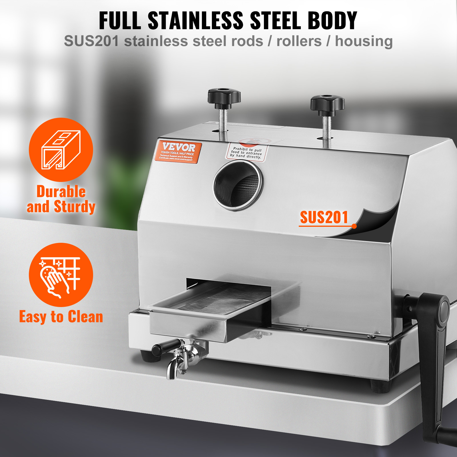 SucceBuy Commerciële Suikerriet Juicer Handmatige Fruit Juicer Machine met 3 RVS Rollers Extractor voor Commerciële & Thuis