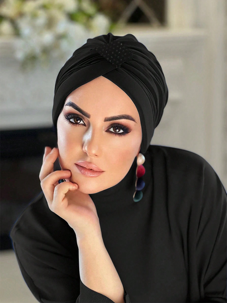Frauen Hijab Caps elastische Stoff Diamanten muslimische Instant Turban Motorhaube bereit zum Tragen Hijabs Hot Fix Dekoration