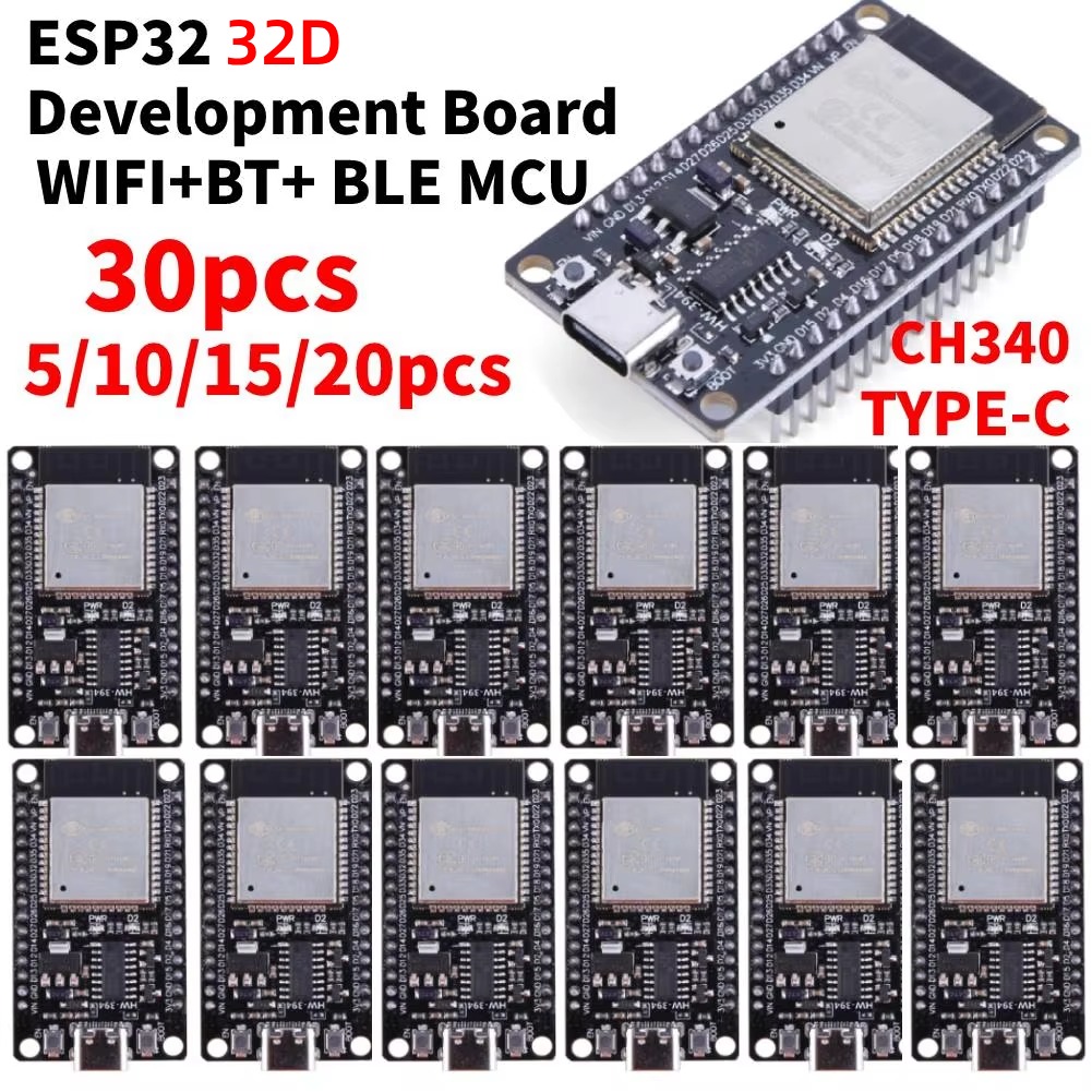 ESP32 32D Development Board TYPE-C Micro USB WiFi+Bluetooth Ultra-Low Power Consumption SPI Flash 32Mbits Wireless Module
