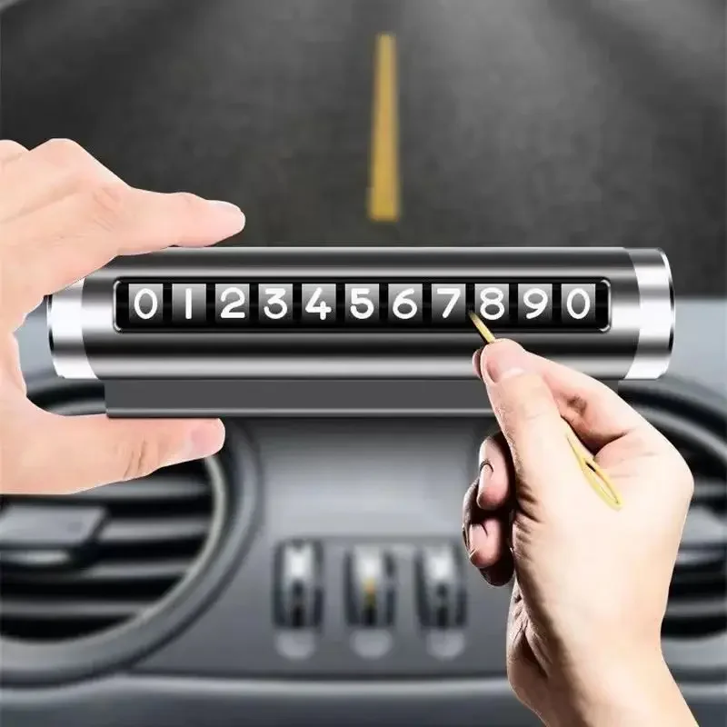 Targa di parcheggio temporaneo per auto, materiale in lega di alluminio nero, piastra di parcheggio per auto regolabile, forniture per auto