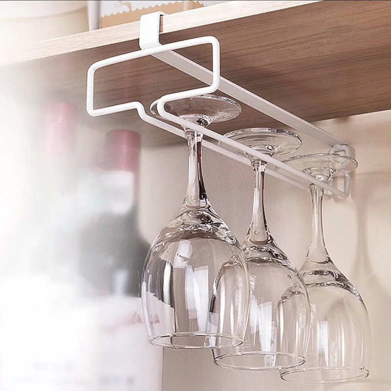 ไม่มีเจาะโลหะผู้ถือแก้วไวน์-Stemware Rack สําหรับภายใต้ตู้เก็บห้องครัวห้องครัว/บาร์อุปกรณ์จัดเก็บข้อมูล