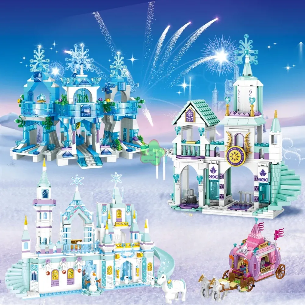 Amigos princesa luxo castelos de gelo blocos de construção playground casa filmes tijolos figuras clássicas conjunto brinquedo para meninas presente diy