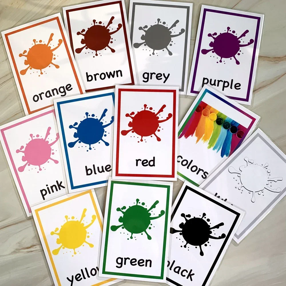 12 Chiếc Trẻ Em Montessori Đồ Chơi Học Tiếng Anh Thẻ Từ Màu Sắc Đèn Flash Thẻ Trẻ Em Màu Nhận Thức Nhớ Giáo Dục Đồ Chơi