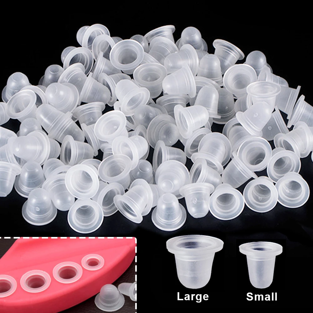 100/500/1000 stücke Einweg Tattoo Ink Cup Kleine Große Größe Silikon Permanent Tattoo Make-Up Augenbraue Pigment Container Kappe Versorgung