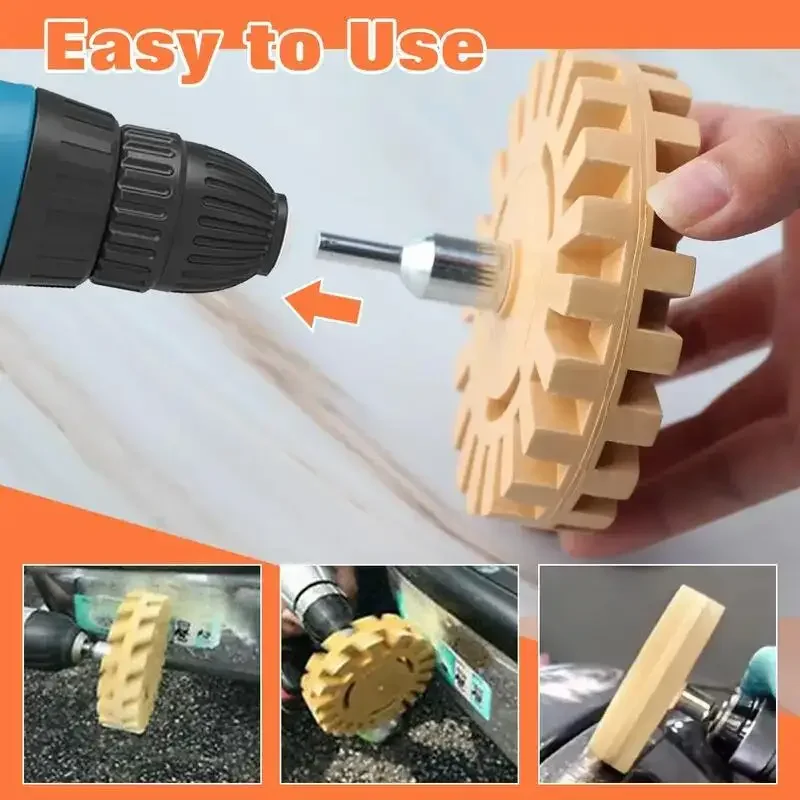 Rueda de goma para quitar adhesivo de rueda de borrador de coche, adaptador de taladro eléctrico suave, herramienta de eliminación de calcomanías de vinilo de goma para reparación de pintura