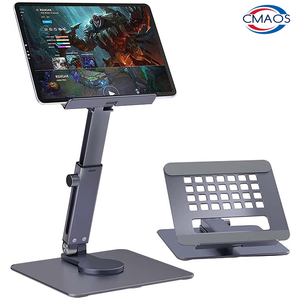 Soporte de aluminio para tableta, elevador de escritorio 360 °   Base de soporte plegable ajustable en altura con múltiples ángulos de rotación para Xiaomi iPad Tablet Laptop