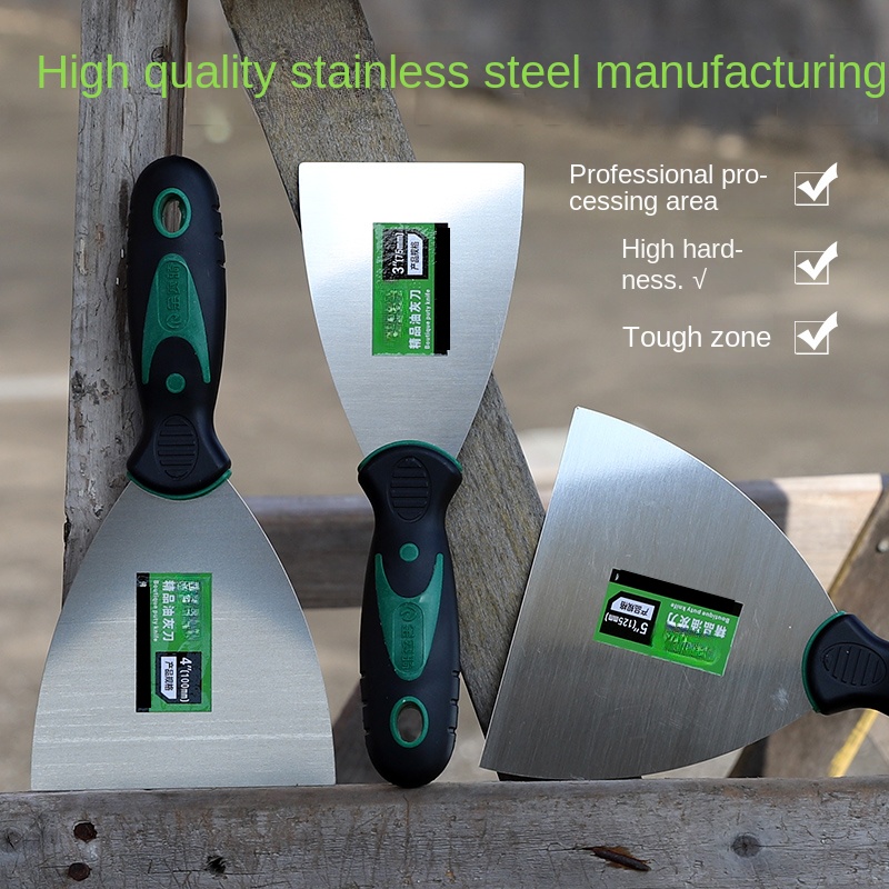 LINBOIN Stainless steel putty knife solid wood cleaning spatula putty knife putty decoration wall scraper paint tools