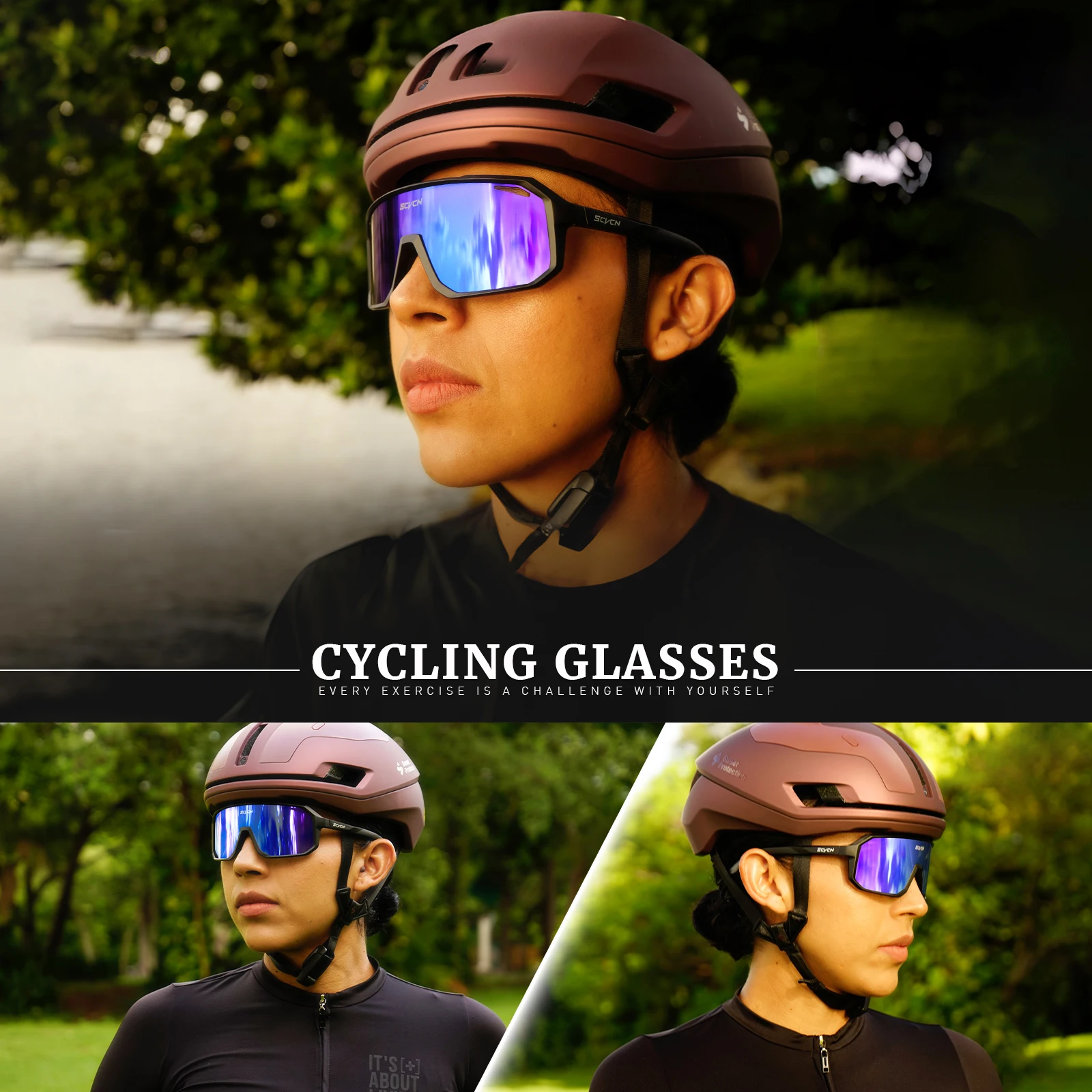 SCVCN ขี่จักรยานแว่นกันแดดผู้ชาย MTB ถนนขับรถจักรยานแว่นตากีฬากลางแจ้งผู้หญิงจักรยานขี่จักรยาน UV400 แว่นตาป้องกันใหม่