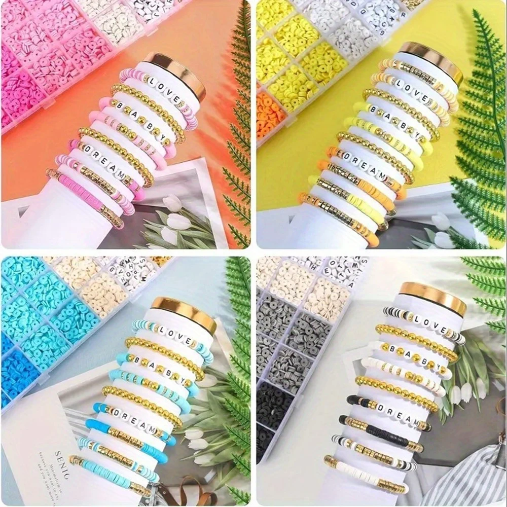 DIY 쥬얼리 제작용 폴리머 클레이 비즈 모음 키트 - 팔찌, 목걸이, 귀걸이용 수제 공예
