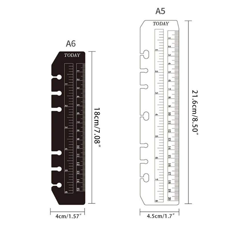 1pc PVC Spacer Soft Lineal verdickt Handbuch Lesezeichen Lineal a5 a6 Lose blatt Notebook Peripherie Standard 6-Loch Skala Lineal