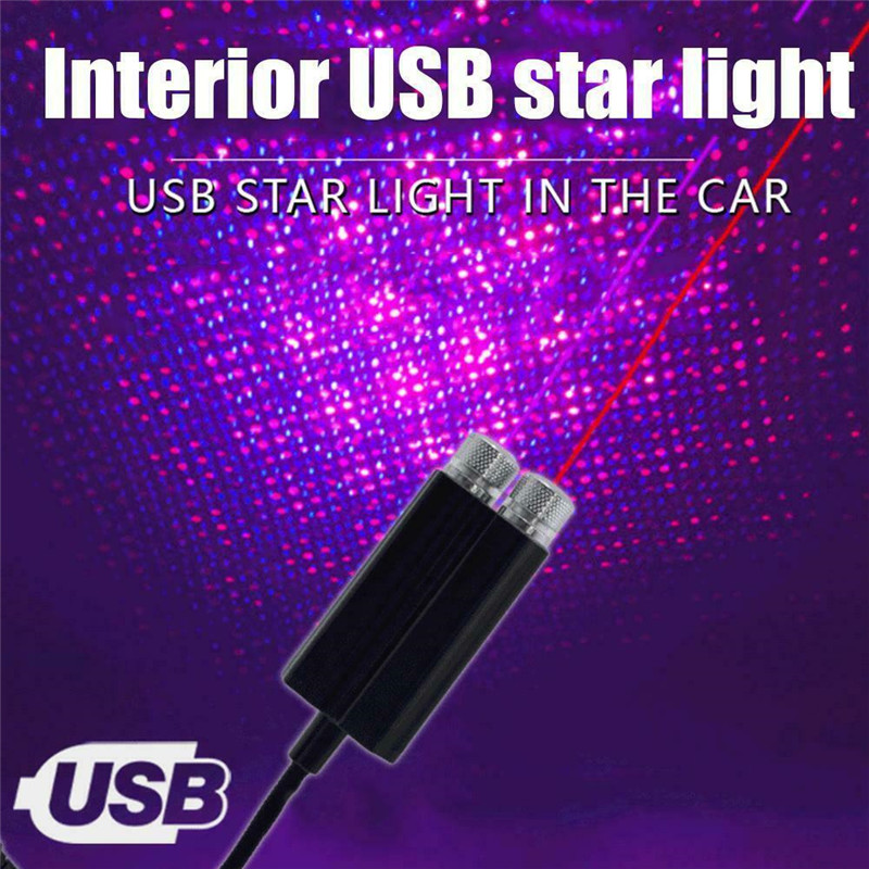 2 head USB Star Projection Lamp Decorative Lights LED Adjustable Wedding Car Interior Ceiling Decor Roof Projector Night Light
