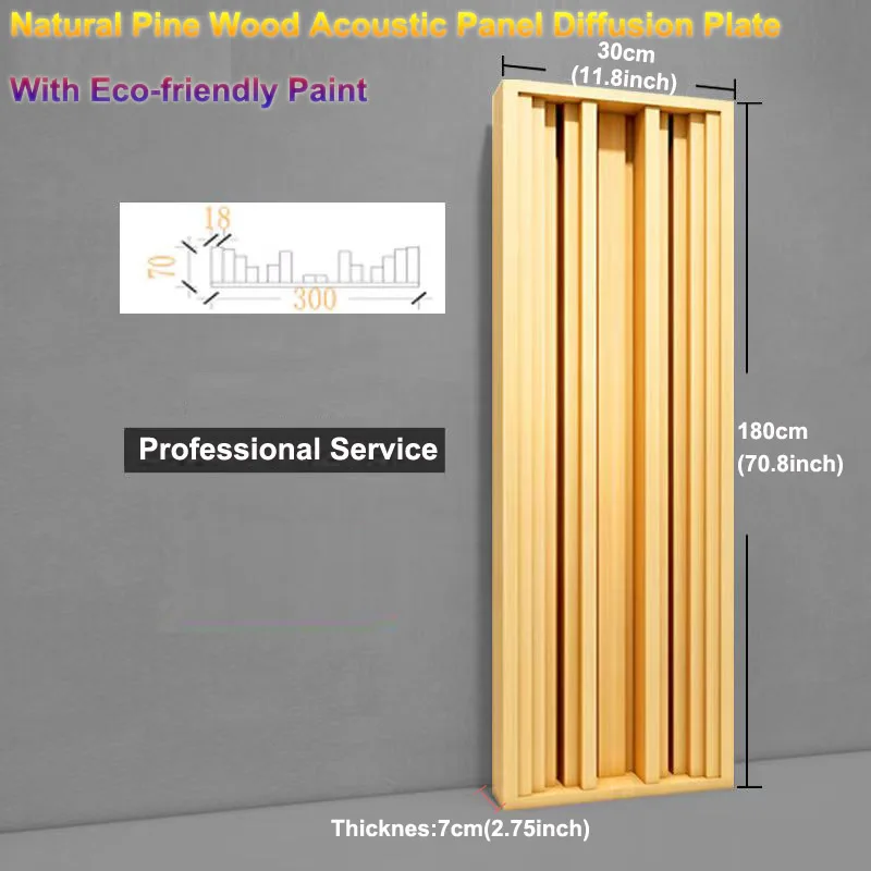 2025 Fast Shipping Natural Pine Wood Acoustic Panel Diffusion Plate 180x30x7cm Large Size for Home Theater Studio in Singapore