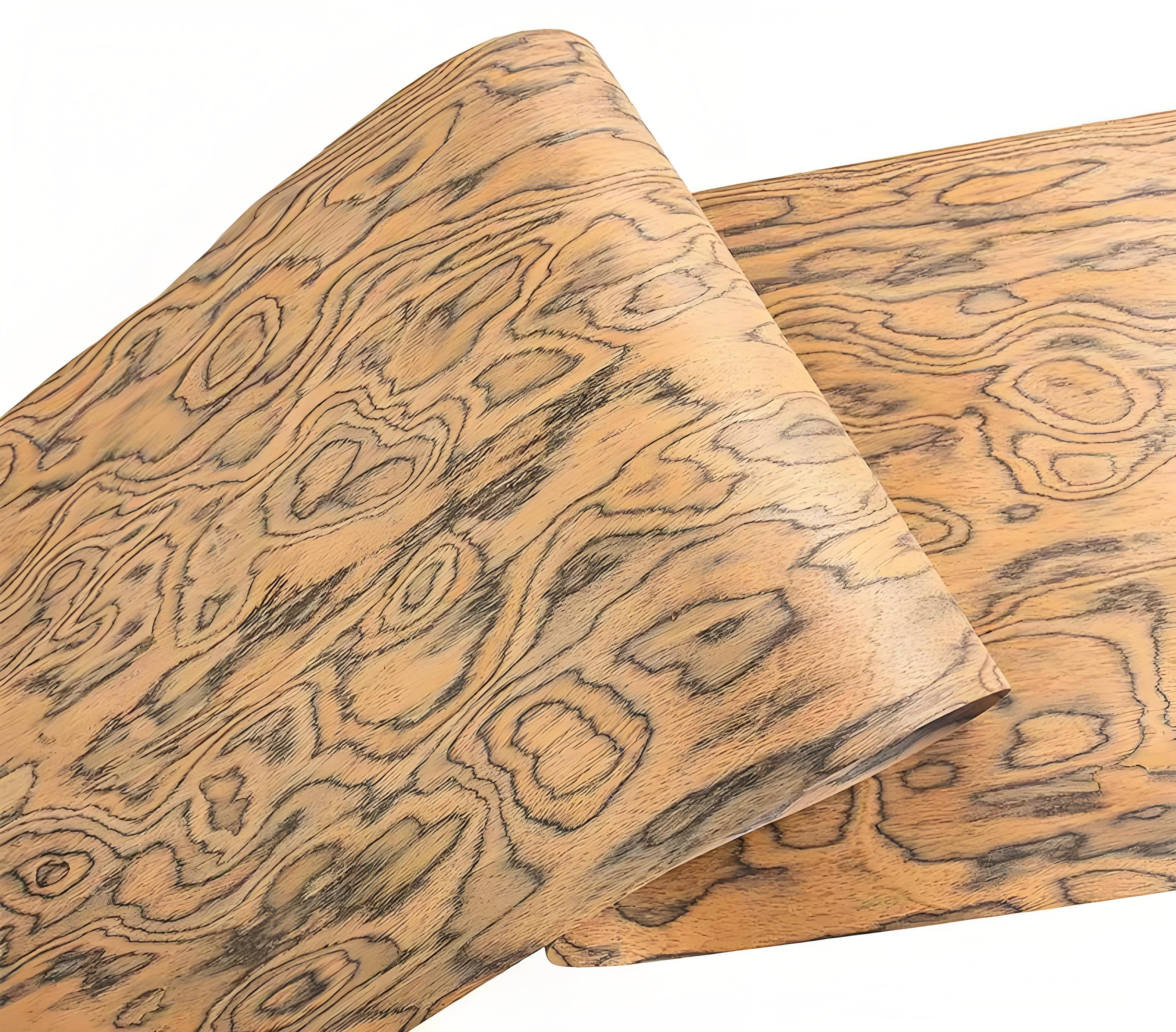 Hoja de chapa de madera de burl de ingeniería de 250cm × 55cm, chapa de madera exótica para muebles de carpintería, arte de pared de madera contrachapada, decoración de Hotel