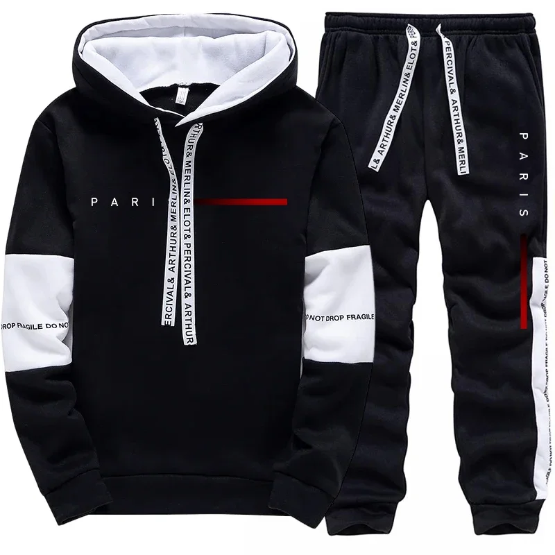 Sudaderas con capucha para hombre, pantalones de chándal, moda de París, ropa de calle para hombre, Jersey deportivo informal diario para todas las estaciones, pantalones para correr