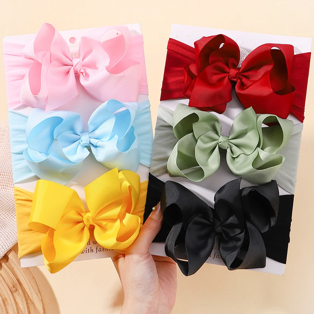 1PC ขนาดใหญ่ริบบิ้นโบว์สําหรับเด็กทารกไนลอนกว้าง Turban ทารกแรกเกิด Bow Headwrap ของขวัญ Super Soft Babe อุปกรณ์เสริมผม