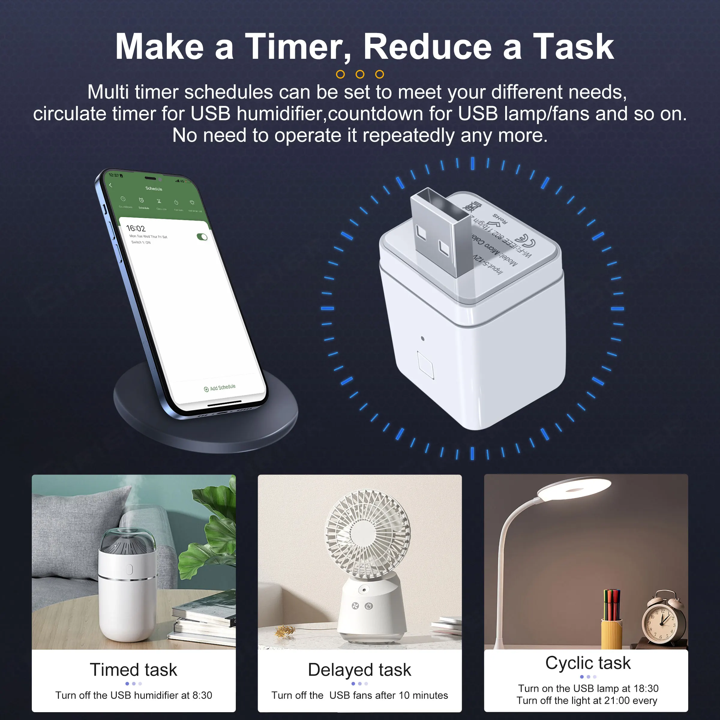 GIRIER Tuya Smart Micro USB adaptador interruptor 5V WiFi Mini USB adaptador de corriente funciona con Alexa Google Home asistente para hogar inteligente