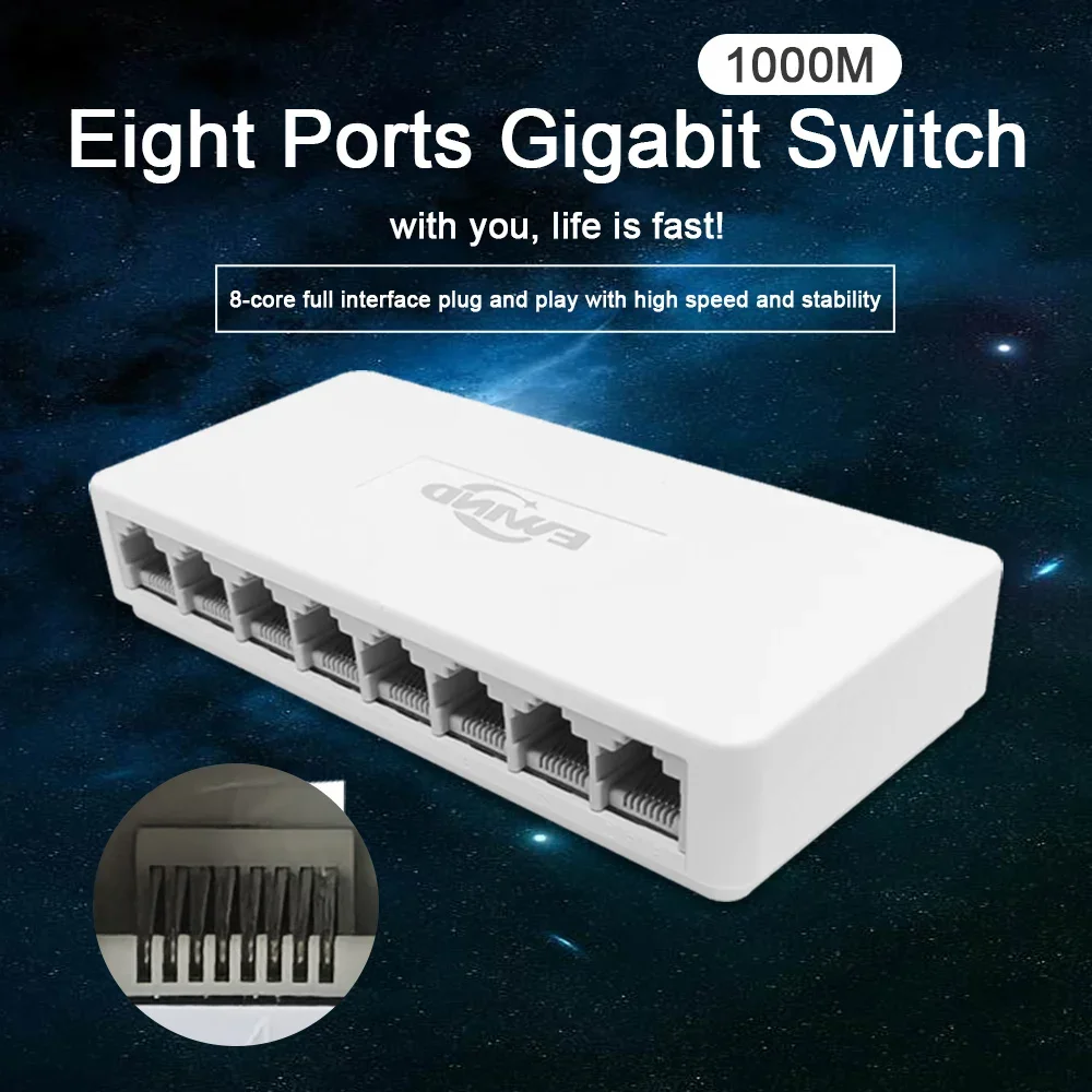 Conmutador Ethernet de 10/100/1000Mbps, adaptador de interruptor de red Gigabit de escritorio de 5/8 puertos, puerto RJ45 rápido, conmutador Ethernet automático MDI/MDIX