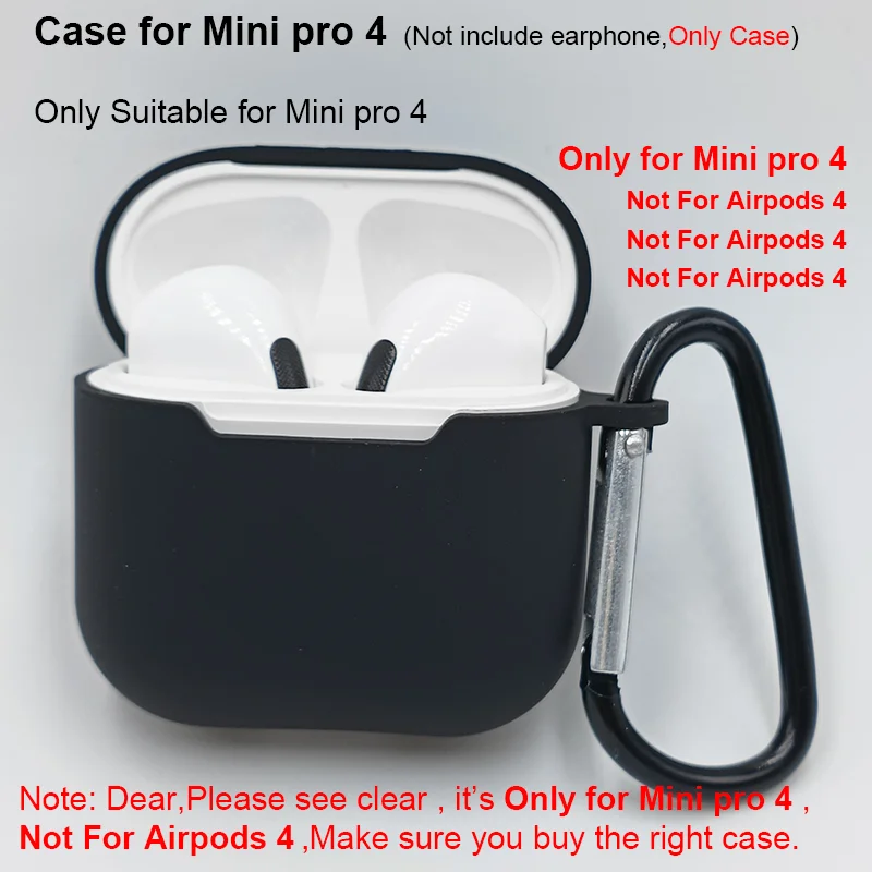 Чехол для TWS Mini Pro4 (только чехол, без наушников) Силиконовый чехол для наушников Bluetooth, чехол для Mini Pro 4, аксессуары для Mini Pro4