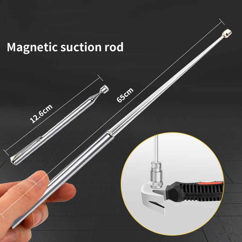แบบพกพา Rotatable Silver Magnetic Pickup พร้อมปากกาแบบพับเก็บได้คลิปแม่เหล็กดูด Rod Hand Tool