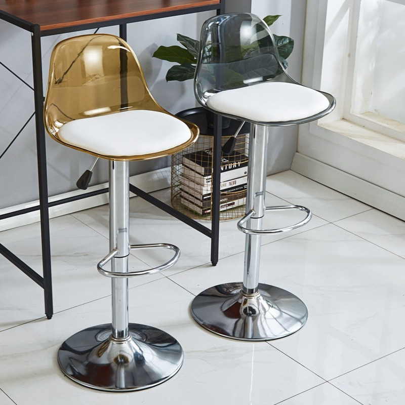 Taburete alto para el hogar, silla con respaldo de hierro elevable, taburete alto de ocio simple, silla de bar para tienda de té de la leche