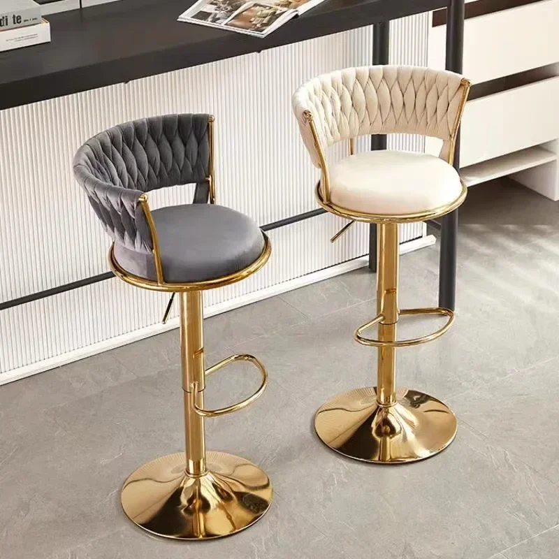 Juego de 2 taburetes de Bar de hierro, barra ligera de lujo, silla trasera, silla, puede girar y levantar barras para el hogar, taburete alto, taburetes de cocina