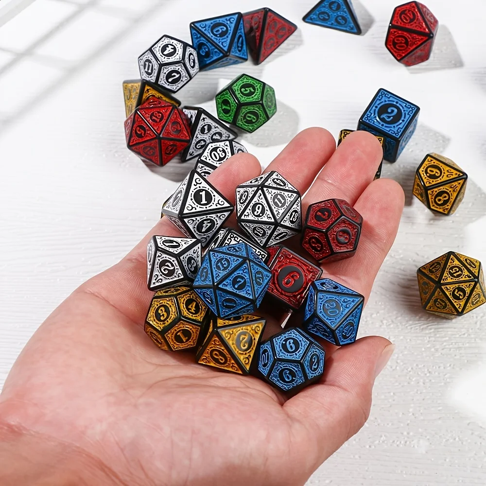 テクスチャパターンの多面体サイコロセット,ボードゲーム,rpgアクセサリ,d4,d6,d8,d10,d %,d12,d20,7個