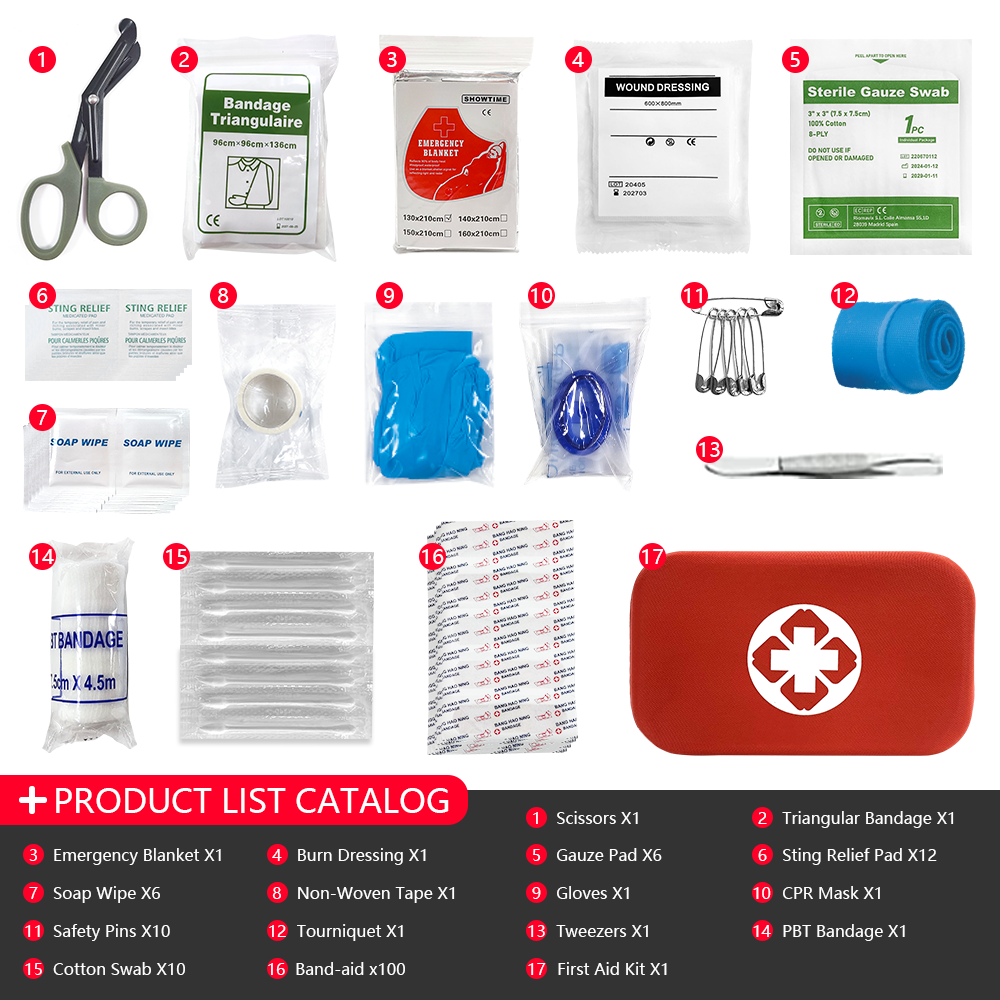 155 шт., аварийная медицинская сумка для оказания первой помощи, мини-путешествия, кемпинг, автомобиль, набор для выживания на открытом воздухе, портативный чехол из ЭВА для хранения
