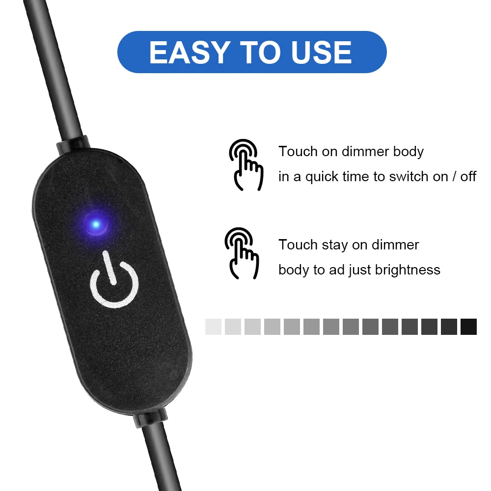 DC12V 5V 3A Luci a nastro LED Touch Dimmer Interruttore Luminosità Dimmer Funzione di memoria con spina DC per striscia LED COB 5050 SMD