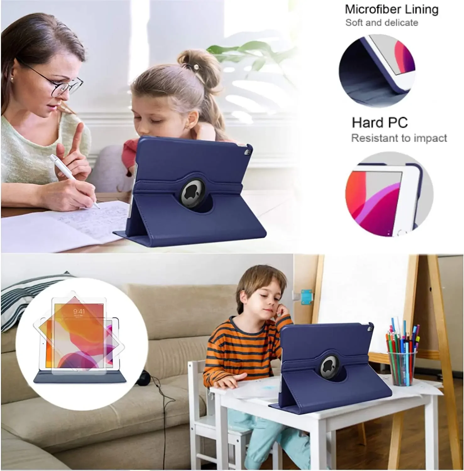 Case For Apple iPad Pro 12.9 2015/2017 360 Rotating Smart Cover iPad Air 13 2024 12.9"  PU Leather Protective Funda Tablet Shell