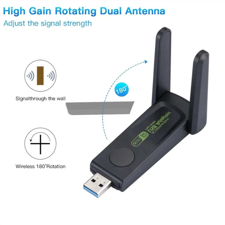 1300Mbps USB 3.0 WiFi Adapter Dual Band 2.4G 5Ghz Wireless WiFi Dongle Antenna USB Ethernet Network Card Receiver For PC Laptop