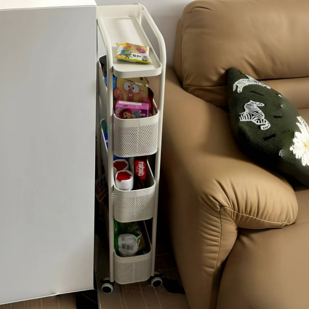 Kitchen Multi-Functional Storage Trolley Vegetable Basket Bathroom Moistureproof Mobile Cart Practical Living Room Snack Shelves