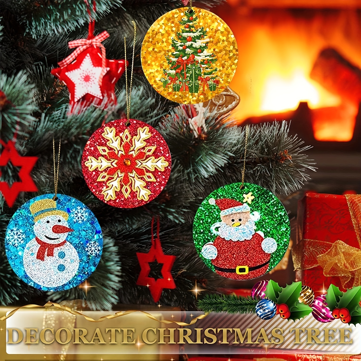 Christmas Resin Molds Silicone, 4Pcs Christmas Ornaments Round Shape Pendant Molds for Epoxy Resin, Actvty Epoxy Casting Molds