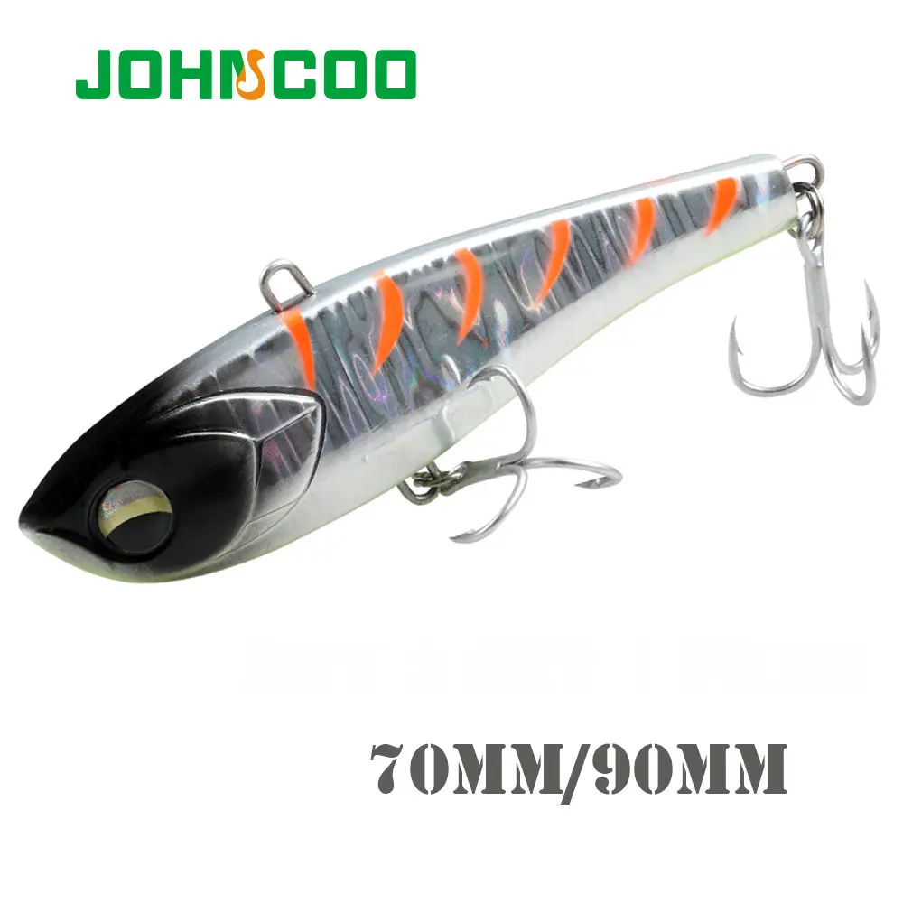 JOHNCOO 70mm/90mm señuelos de hundimiento con vibración señuelo de pesca de invierno sin labios VIB señuelo de pesca Wobbler pesca de equilibrio de hielo para Lucio
