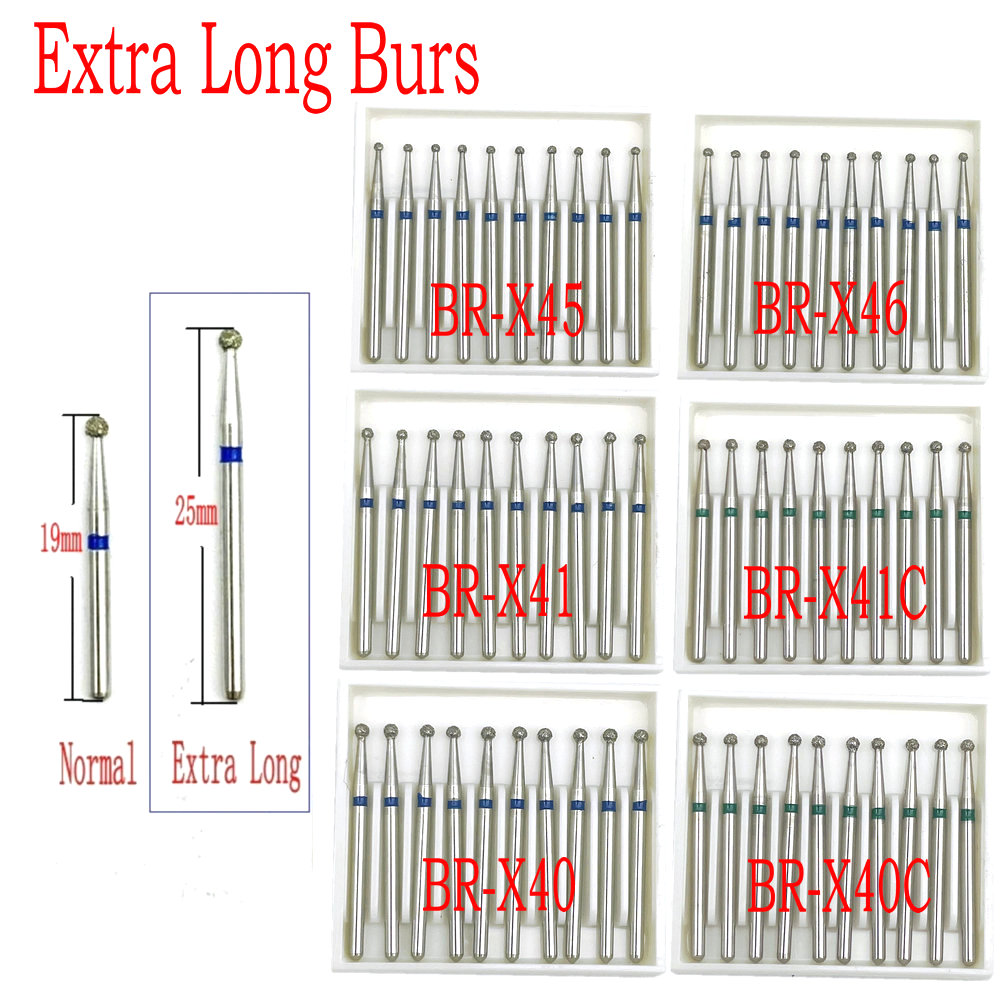 5/10 pçs extra longo dental diamante burs fg diamante 1.6mm haste para handpiece de alta velocidade burs ferramentas dentista
