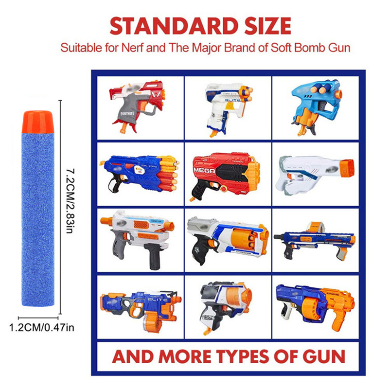 50 pçs balas de cabeça redonda sólida 7.2cm para nerf n-strike elite série blasters espuma eva recarga dardos crianças armas de brinquedo acessórios