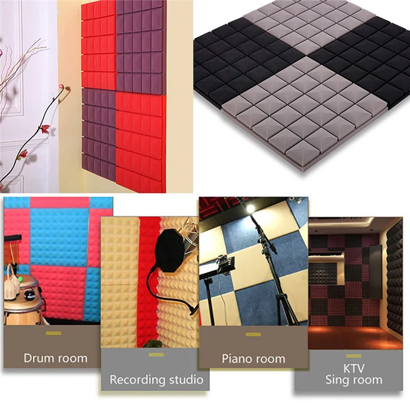 AEE3-Acoustic Foam Panels, 5 Pack 30X30x5cm Mushroom Studio Wedge Tiles, Sound Panels Sound Proof Foam Panels