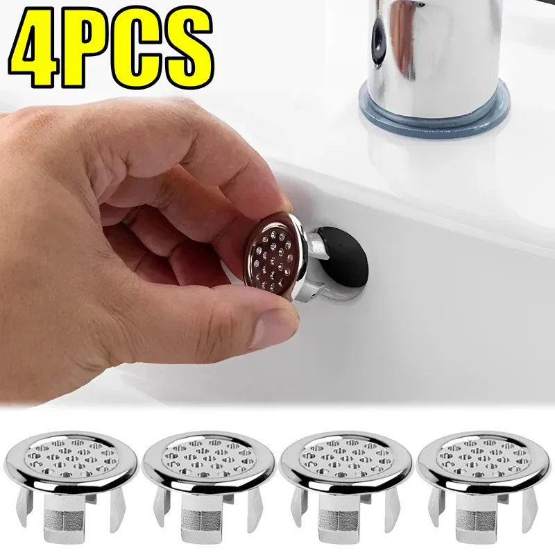4PCS พลาสติกห้องน้ําห้องครัวอ่างล้างหน้าล้นฝาครอบแหวนเปลี่ยน Chrome Hole รอบท่อระบายน้ําอ่างล้างหน้าอุปกรณ์เสริม