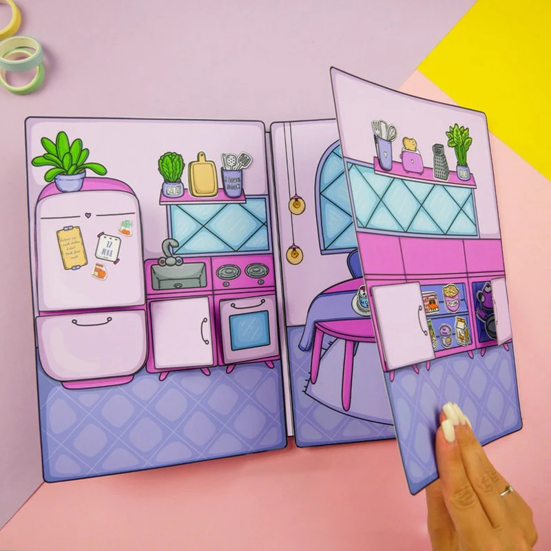 สติกเกอร์แต่งตัวสำหรับเด็กผู้หญิงหนังสือที่เงียบสงบน่ารักแบบทำมือแบบ DIY ของเล่นแบบบีบบีบอัดของเล่นวัสดุแพ็คสำหรับเด็กของขวัญ