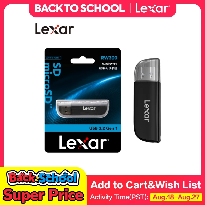 100% оригинальное устройство чтения карт памяти Lexar RW300 USB 3.2 Gen1, мультикарты 2 в 1, высокоскоростное устройство чтения карт памяти USB-A для SD TF