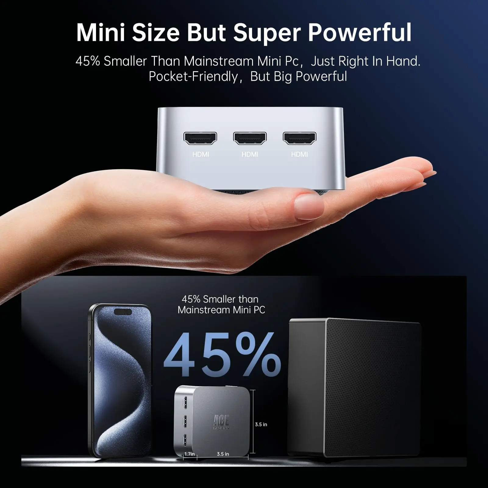 ACEMAGIC T8Plus Mini PC Intel Alder Lake N100 16 GB LPDDR5 RAM 512 GB Rom Windows 11 BT4.2 Wifi5 4K UHD Computer Desktop