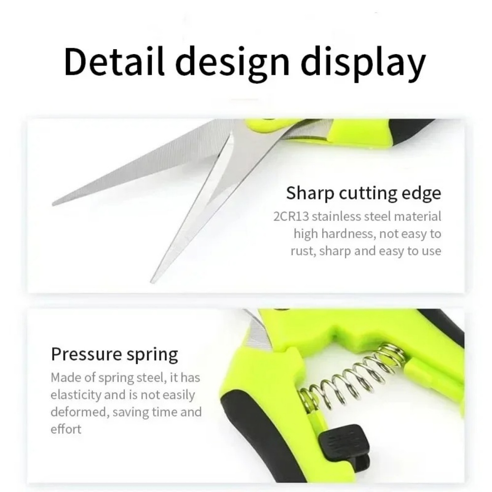 1PC 6.5 Inch Gardening Scissors Hand Pruner Pruning Shears with Straight or Elbow Stainless Steel Blades For Plant Trimming Tool