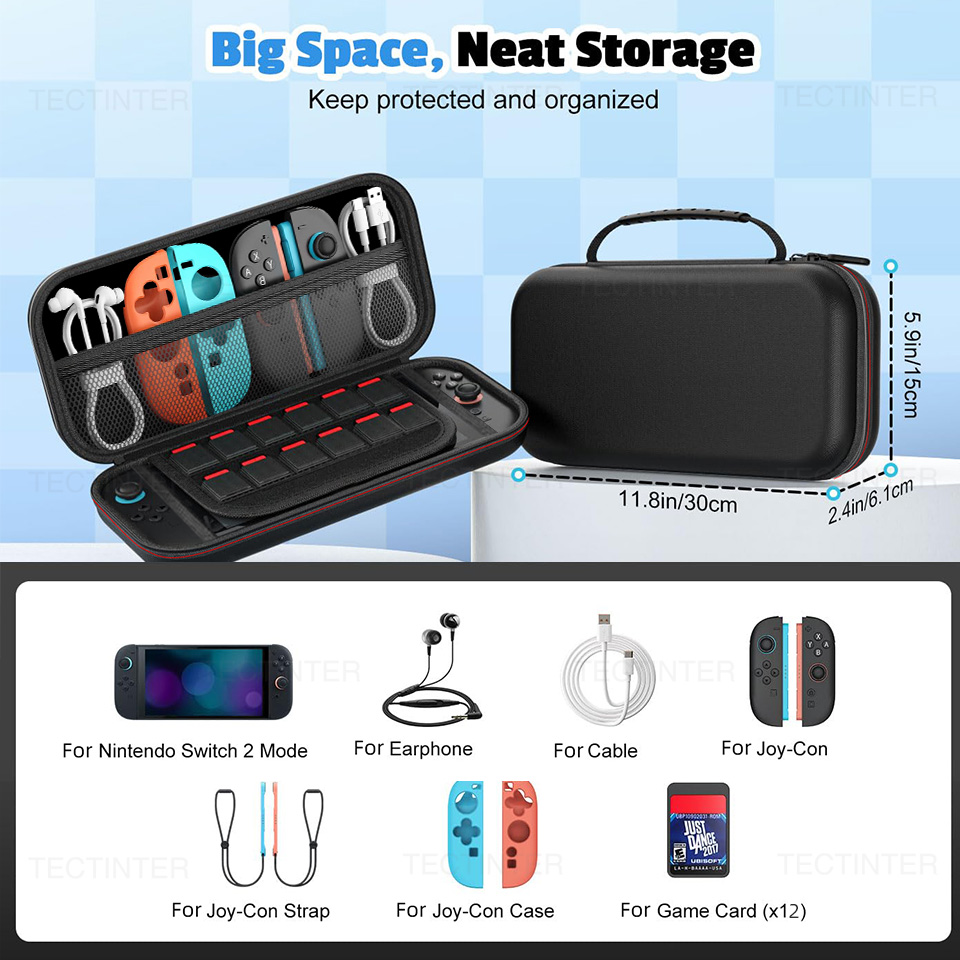 Reise-Tragetasche für NS Switch 2-Konsole, EVA-Hartschale, stoßfeste Aufbewahrungstasche, Schutztasche für Switch 2-Zubehör