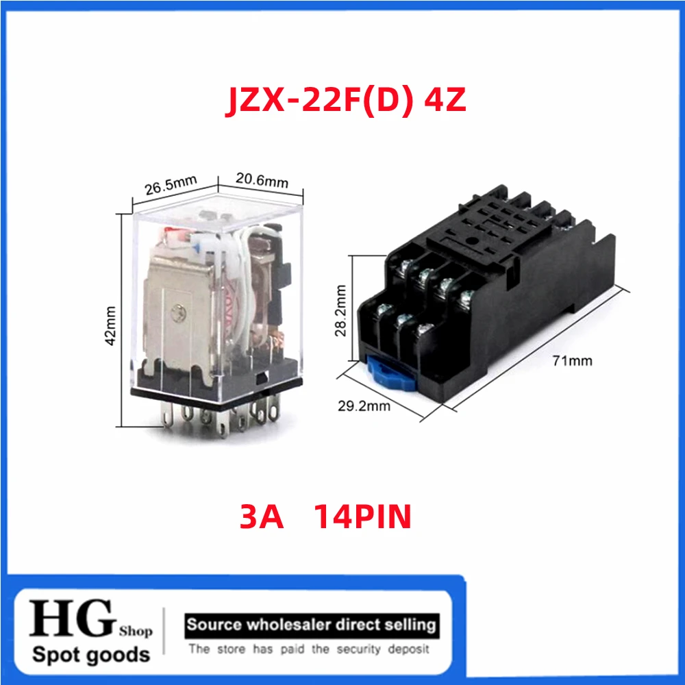 JQX-13F 2Z Nuovo originale AC AC220V DC 24V8 pin JZX-22F 2Z JZX-22F 3Z 11pin JZX-22F 4Z Relè elettromagnetico a 14 pin